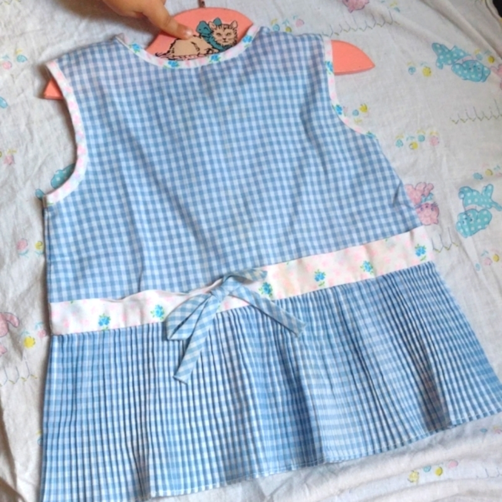 Cute Vintage 60s Gingham Peplum Top for Girls